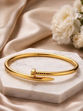 Gold Plated Nail Bangle Bracelet